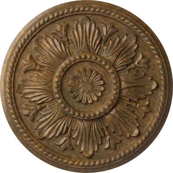 Ekena Millwork Edinburgh Ceiling Medallion (Fits Canopies up to 5 1/4"), Hnd-Painted Rubbed Bronze, 18"OD x 1 3/4"P CM18EDRZS - main